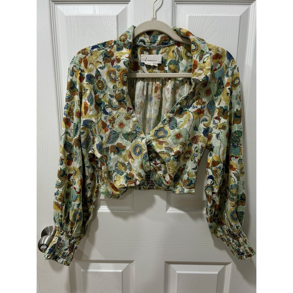 Anthropologie‎ Boho Twist Crop Top Shell Only Floral Sz Small